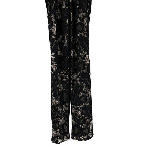 Diane Von Furstenberg Shany Abstract Floral Lace Black Sleeveless Jumpsuit 2 - Picture 10 of 11